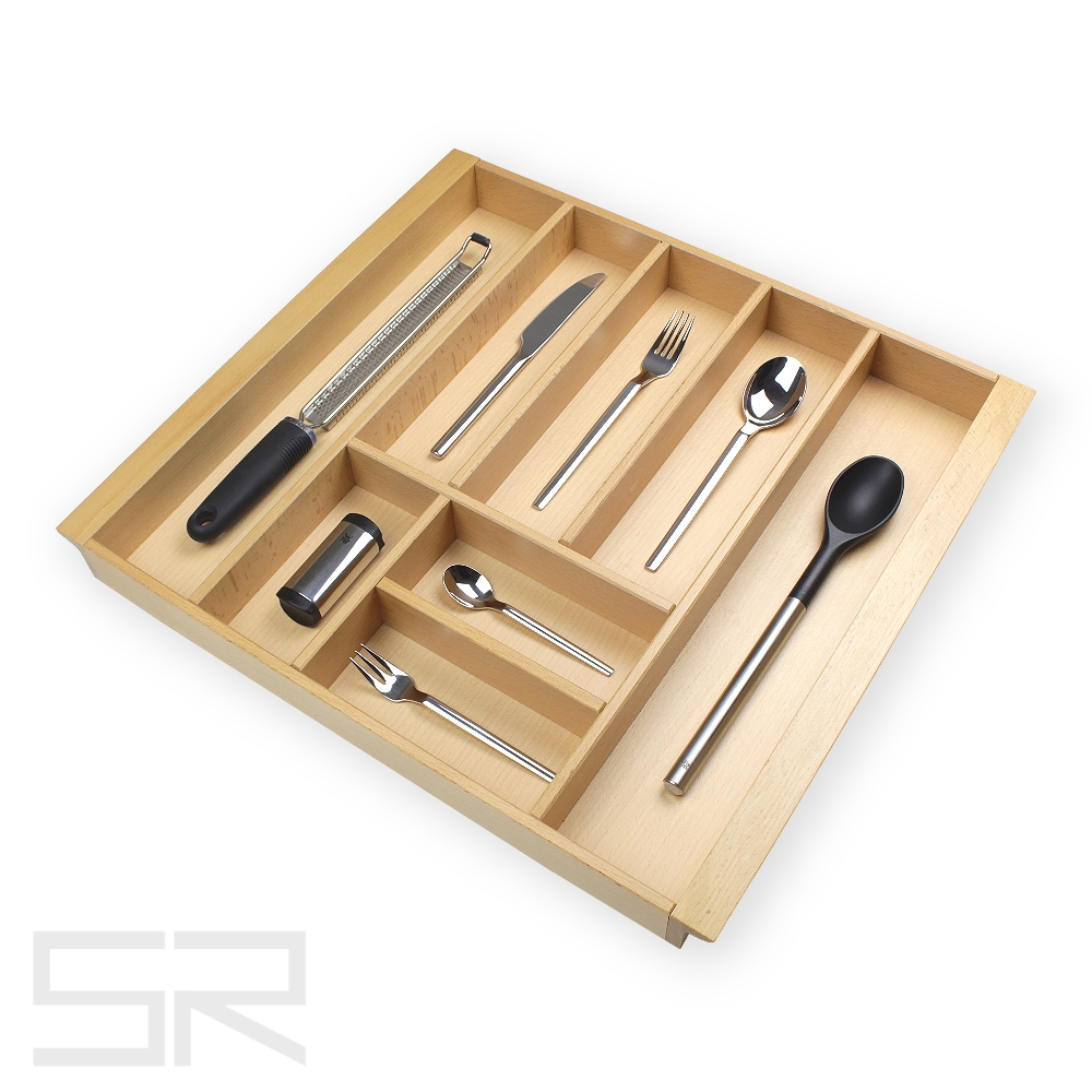 Besteckeinsatz K60 für schräge Zargen. Einzelstück. Buche.